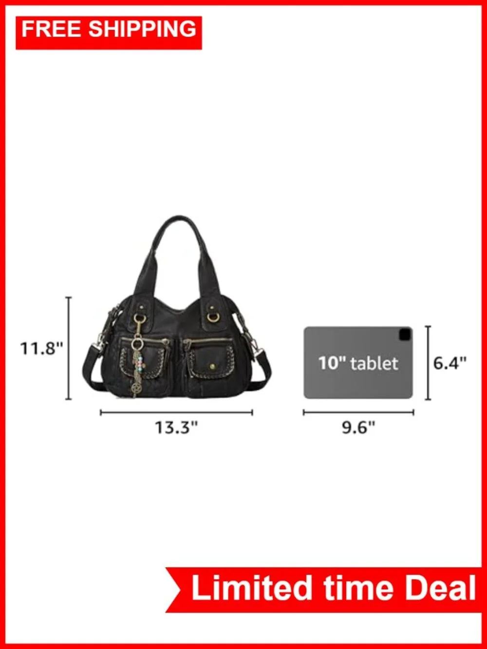 Canvas Hobo Purse Multi Pocket Tote Shopper Shoulder Bag Embroidery Ethnic